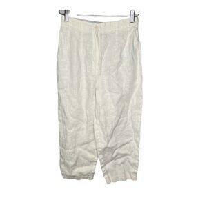 Vintage Harve Benard 100% linen white cropped pants women lightweight size 8